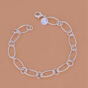 925 Sterling Silver Circle Necklace Bracelets Set Wedding Jewelry