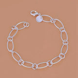 925 Sterling Silver Circle Necklace Bracelets Set Wedding Jewelry