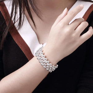 Grape Beads Pendant Bangle 925 Sterling Silver Jewelry Set for Women