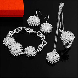 925 Silver Firework Pendant Jewelry Set for Women