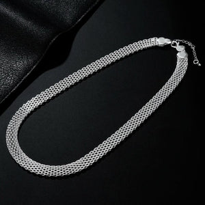 925 Sterling Silver Net Chain Bracelet Necklace Set