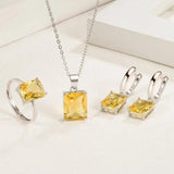 925 Silver Rectangle Zircon Wedding Jewelry Set