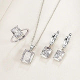 925 Silver Rectangle Zircon Wedding Jewelry Set