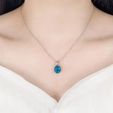 Suyixian925 Sterling Silver Jewelry Sets Ellipse Zircon Ring Necklace Earrings