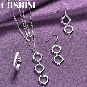 925 Silver Two/Three Rings Necklace Set
