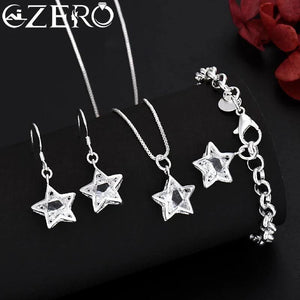 925 Silver Crystal Star Jewelry Set for Women - Wedding