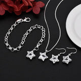 925 Silver Crystal Star Jewelry Set for Women - Wedding