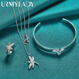 925 Silver Dragonfly Zircon Jewelry Set for Women Wedding Party