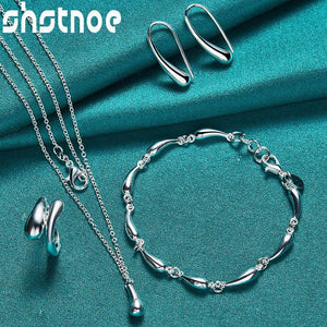 925 Sterling Silver Water Drop Jewelry Set for Women