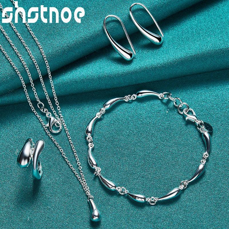 925 Sterling Silver Water Drop Jewelry Set for Women