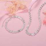 925 Sterling Silver 8/18-Inch Chain Necklace Bracelet Set