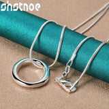 Sterling Silver Circle Jewelry Set Pendant Necklace Bangle Earrings Ring