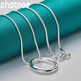 Sterling Silver Circle Jewelry Set Pendant Necklace Bangle Earrings Ring
