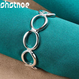 Sterling Silver Circle Jewelry Set Pendant Necklace Bangle Earrings Ring