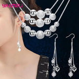 925 Silver Jewelry Set Women Party Multi-Layer Tassel Earrings Necklace