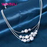 925 Silver Jewelry Set Women Party Multi-Layer Tassel Earrings Necklace