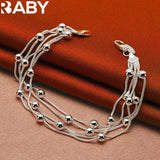 URBABY 925 Silver Grape Beads Bracelet Earrings Set
