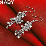 URBABY 925 Silver Grape Beads Bracelet Earrings Set