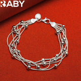 URBABY 925 Silver Grape Beads Bracelet Earrings Set