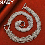 925 Silver Heart Multi-Chain Necklace & Bracelet Set for Wedding Party