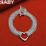 925 Silver Heart Multi-Chain Necklace & Bracelet Set for Wedding Party