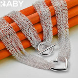 925 Silver Heart Multi-Chain Necklace & Bracelet Set for Wedding Party
