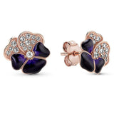 925 Silver Flower Butterfly Hoop Earrings Enamel Women's Jewelry