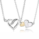 Real Ribbons & Luminous Love Hearts Pendant Necklace 925 Sterling Silver Chain