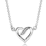 Real Ribbons & Luminous Love Hearts Pendant Necklace 925 Sterling Silver Chain