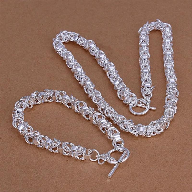 925 Sterling Silver Circle Jewelry Set for Men Women