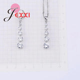 Water Drop Crystal Sparkly Jewelry Set Wedding Party Silver 925 Silver Needle