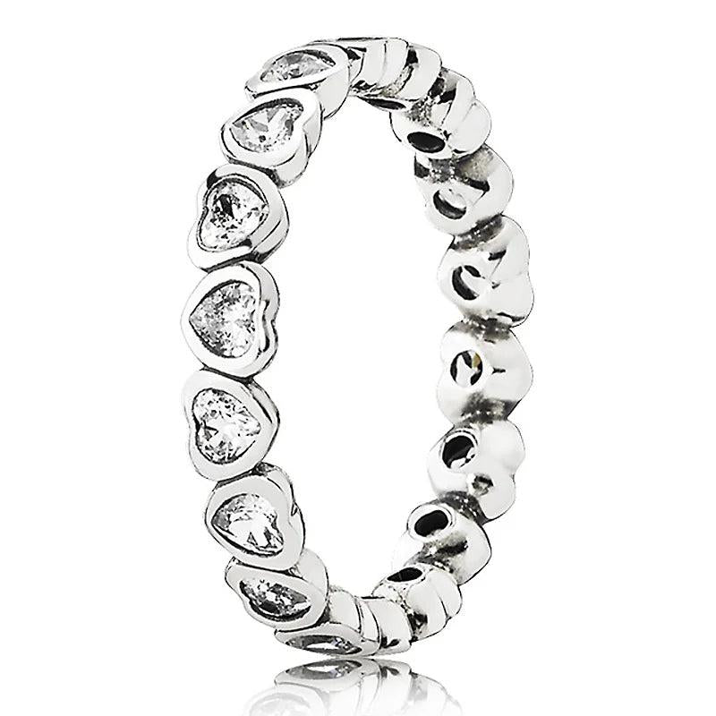 925 Silver Ring Linked Love Knotted Heart Emotional Bonds