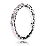 925 Silver Radiant Hearts Ring with Enamel Crystal for Women