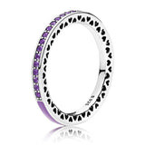 925 Silver Radiant Hearts Ring with Enamel Crystal for Women