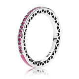 925 Silver Radiant Hearts Ring with Enamel Crystal for Women