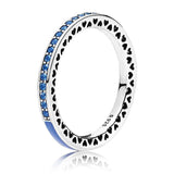 925 Silver Radiant Hearts Ring with Enamel Crystal for Women