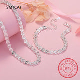 925 Sterling Silver Chain Bracelet Necklace Jewelry Set