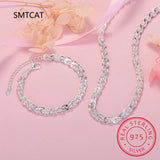 925 Sterling Silver Chain Bracelet Necklace Jewelry Set