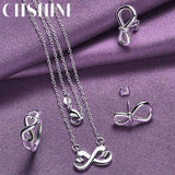 925 Silver Love Heart Pendant Necklace Ring Earrings for Party Jewelry Sets