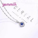 925 Silver CZ Pendant Necklace Earrings Set for Wedding