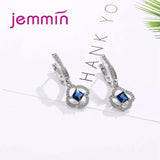 925 Silver CZ Pendant Necklace Earrings Set for Wedding