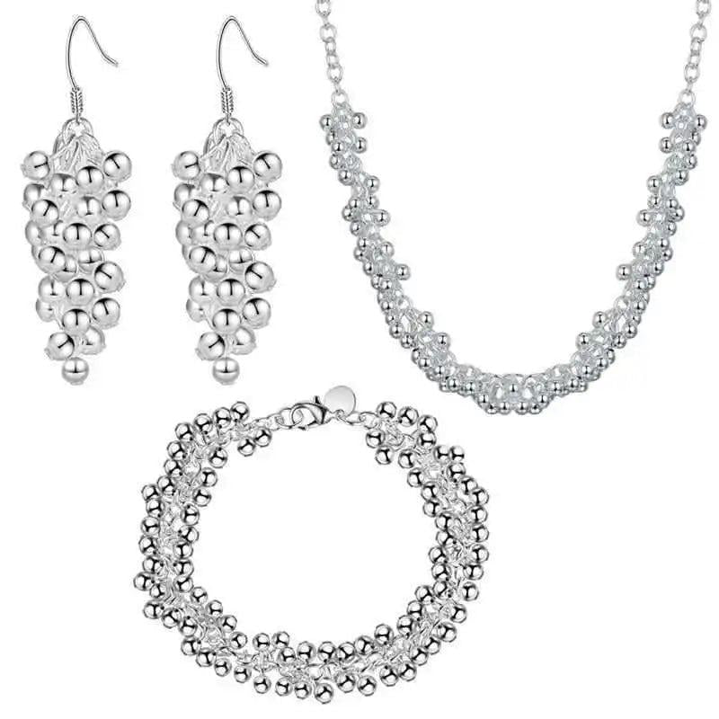 925 Silver Grape Beads Jewelry Set for Women