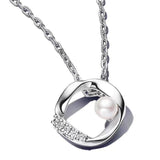 Interlocked Hearts Circle Moon Family Infinity Necklace 925 Sterling Silver