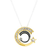 925 Sterling Silver Shooting Star Shine Ginkgo Leaf Collier Chain Necklace