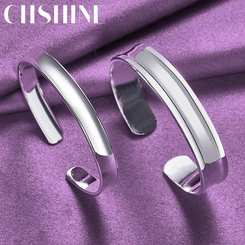 925 Silver Adjustable Bracelet Bangle Charm Jewelry Set