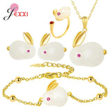 925 Silver Jade Rabbit Jewelry Set Gift for Women