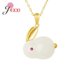 925 Silver Jade Rabbit Jewelry Set Gift for Women