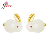 925 Silver Jade Rabbit Jewelry Set Gift for Women