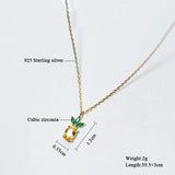 925 Silver Jewelry Set Pineapple Zirconia Women Necklace Earring Ring