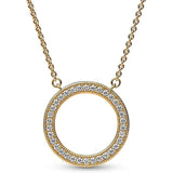 Intertwined Hearts Circle Pave Moon Family Always Infinity Necklace
